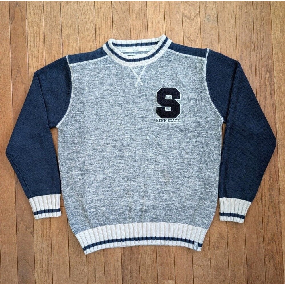 Bruzer Penn State Sweater Mens L Blue Gray Varsity Letterman Preppy Warm Heavy